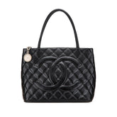 シャネル ココマーク マトラッセ 復刻トート トートバッグ ブラック キャビアスキン レディース CHANEL 【中古】